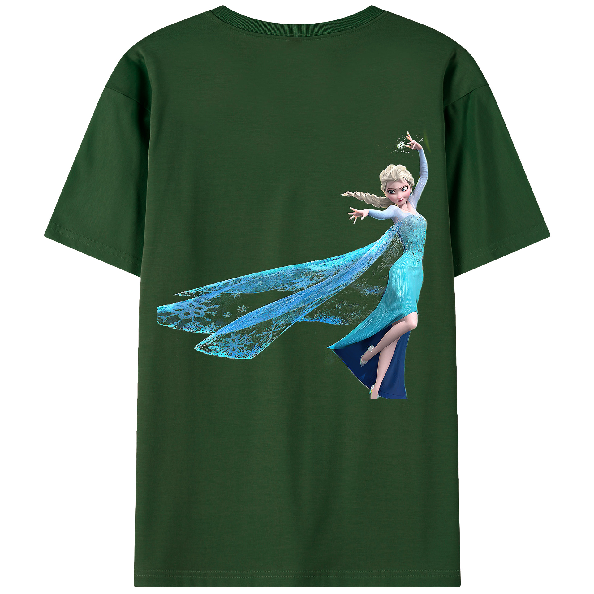 （画像用） アナと雪の女王 アンナ エルサ Frozen Anna Elsa 綿100％半袖Tシャツ（背面プリント）